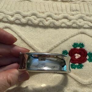 TRIFARI SILVER VINTAGE BRACELET, THICK WITH SPRING CLASP AND LOCK CLASP